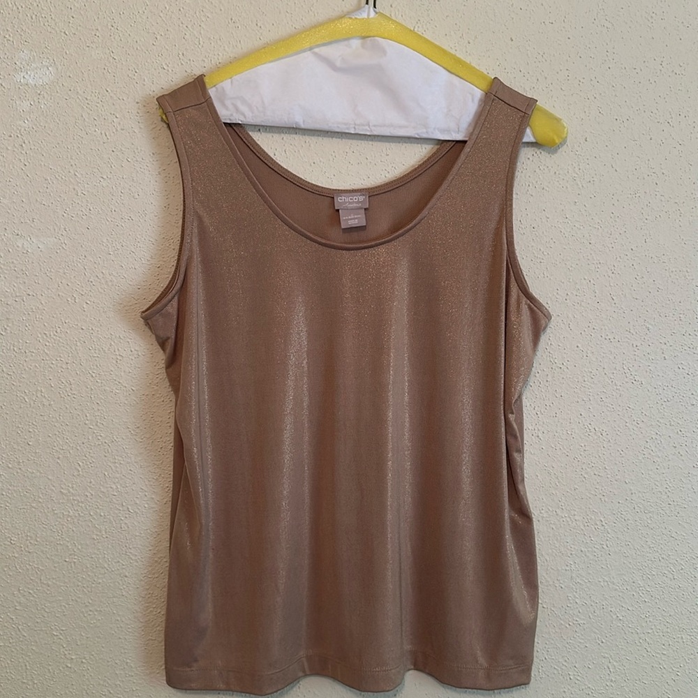 EUC Chicos Travelers Champagne Metallic Shell, 2 (12/14)